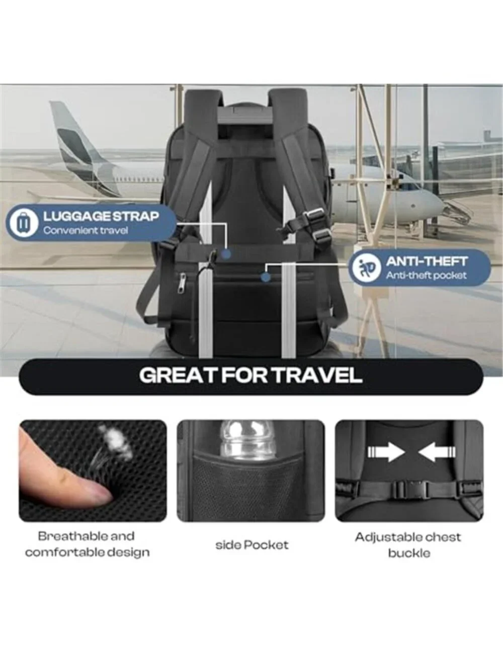 40L 50L Travel Backpack TSA Approved Carry On Laptop Bag 17 Inch Expandable